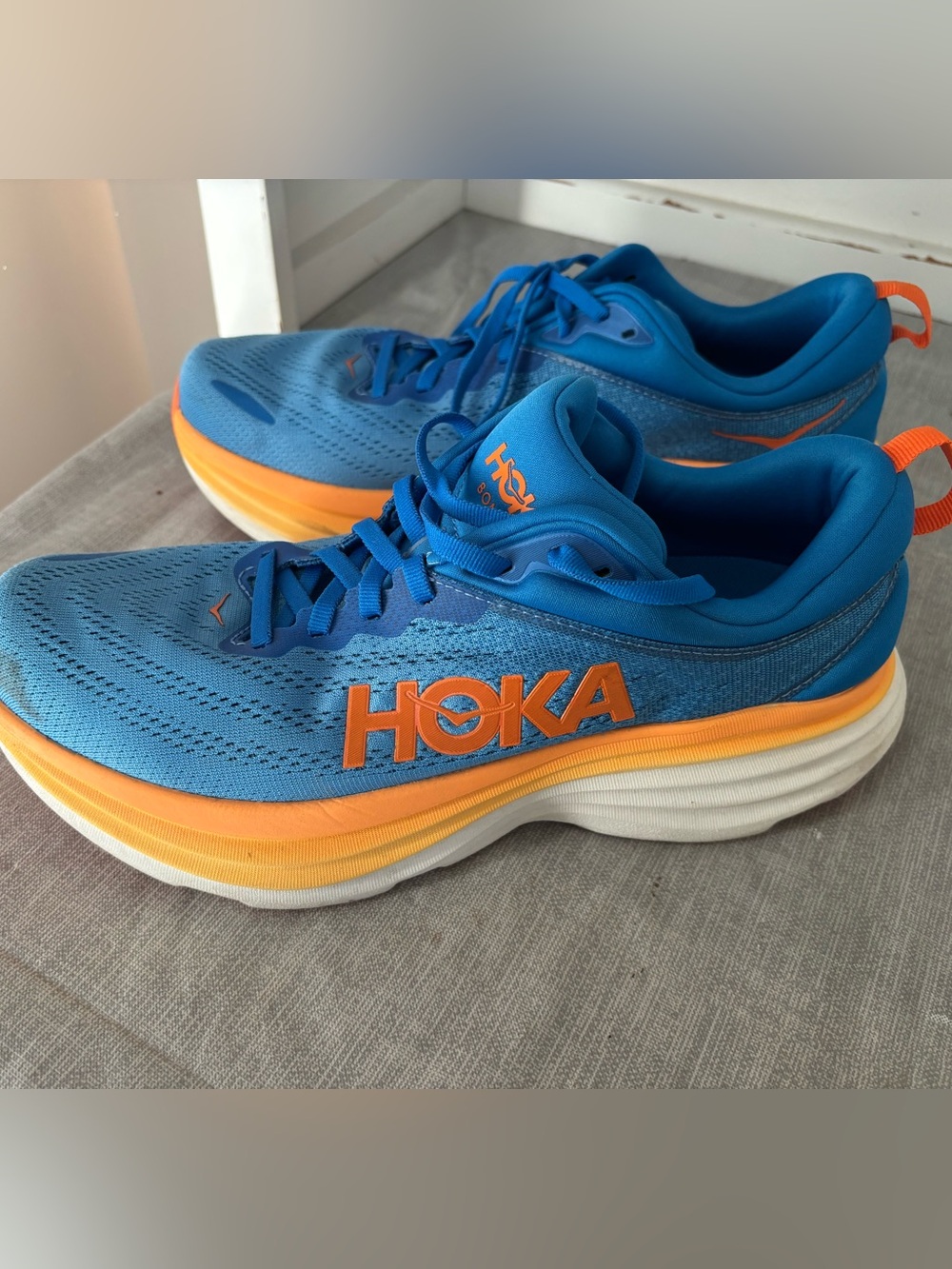 Hoka One One Men's Electric Blue with Orange Accent Running Shoes